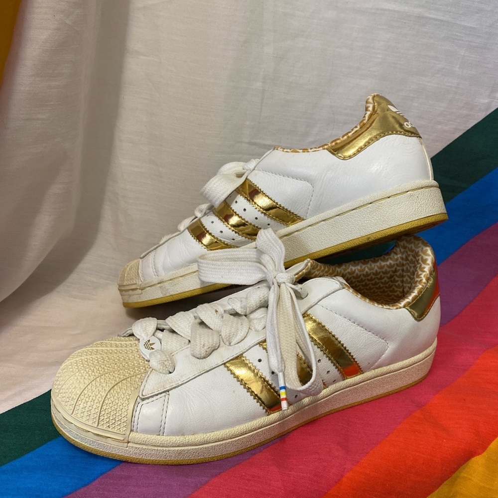 White & Gold Adidas Superstars ✨